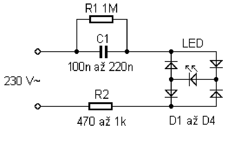 LED dioda na síťové napětí